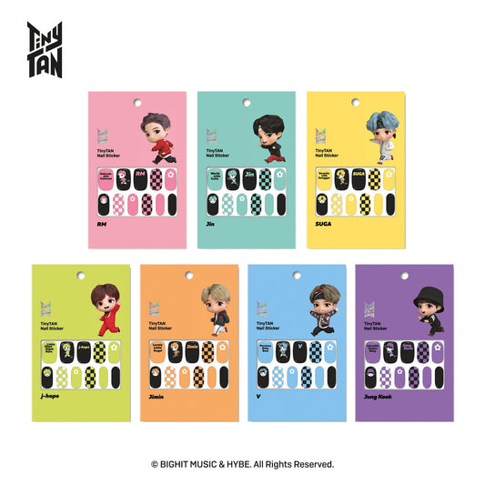 Coming Soon Korea K-Pop 7pcs Set NEW-BTS TinyTan Basic Nail Sticker