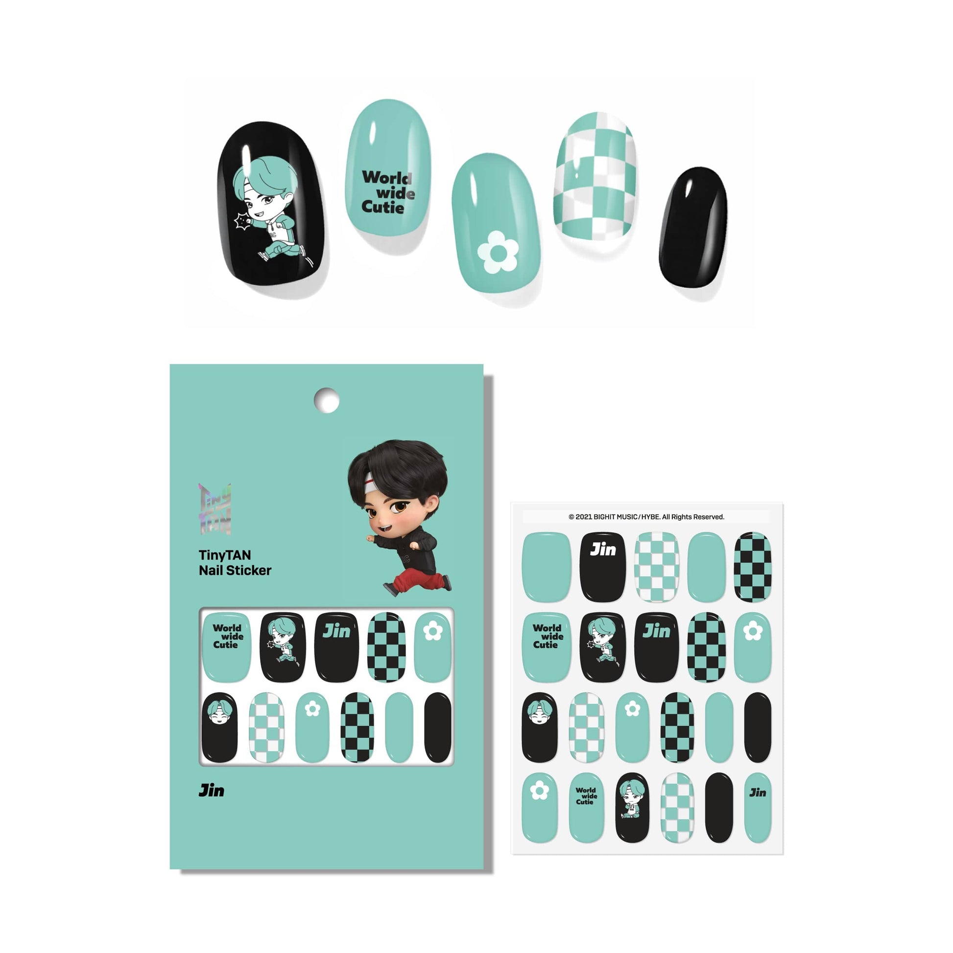 Coming Soon Korea K-Pop JIN NEW-BTS TinyTan Basic Nail Sticker